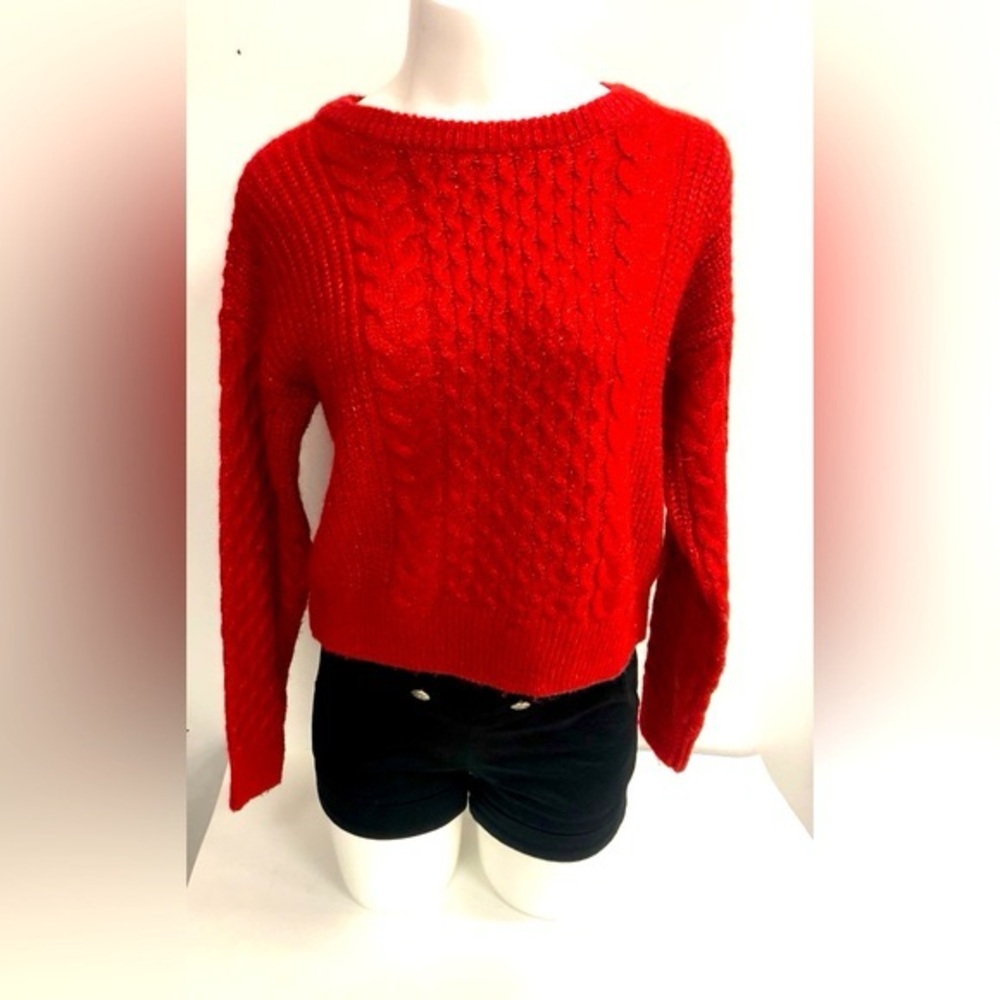 ABERCROMBIE ampFITCH WOOL MIX CROPPED KNIT RED SWEATER IN SIZE SMALL